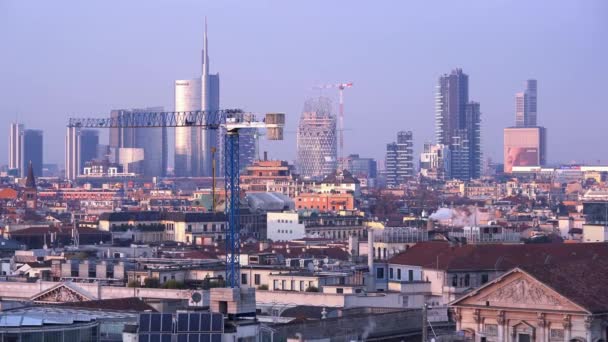 Ευρώπη Ιταλία Μιλάνο Δεκέμβριος 2021 Αεροφωτογραφία Του Ορίζοντα Της Πόλης — Αρχείο Βίντεο