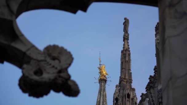 Europa Italië Milaan December 2021 Madonnina Van Duomo Met Zijn — Stockvideo