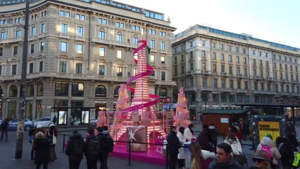 Europa Italien Mailand Dezember 2021 Lancome Weihnachtsbaum Paris Tour Eiffel — Stockvideo