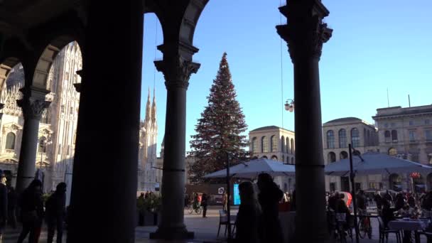 Europa Italien Mailand Dezember 2021 Weihnachtsbaum Dom Und Der Vittorio — Stockvideo