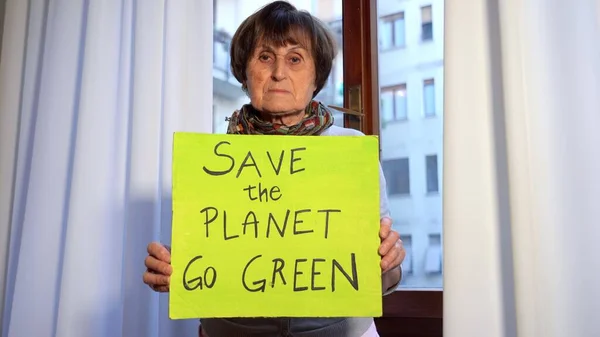 Femme Militante Ans Dans Une Maison Protestation Contre Réchauffement Climatique — Photo