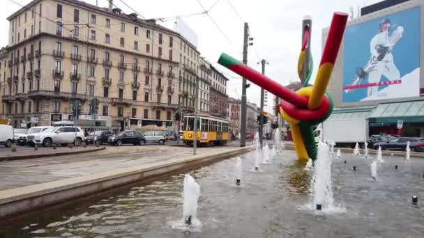 Europa Włochy Mediolan Grudzień 2021 Stare Zabytkowe Żółte Tramwaje Tramwajowe — Wideo stockowe