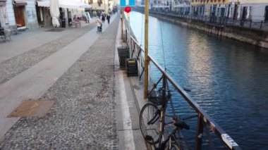 Europe, Italy, Milan November 2020 - lifestyle in Navigli Canals downtown during Covid-19 Coronavirus lockdown  