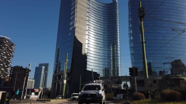 Europa Italia Milán Enero 2021 Plaza Gae Aulenti Centro Durante — Vídeos de Stock