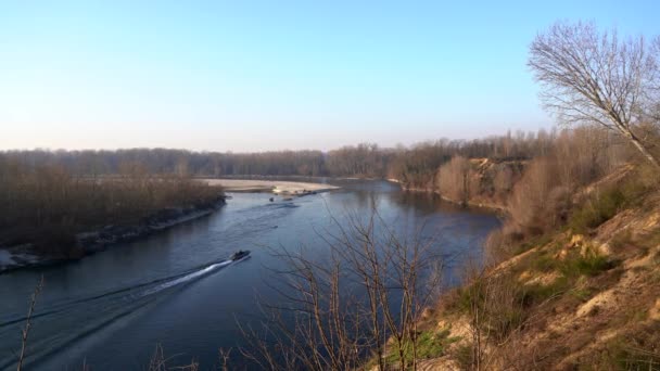 Powerboat River Ticino Natural Park Pavia Italy Europe — Stock Video