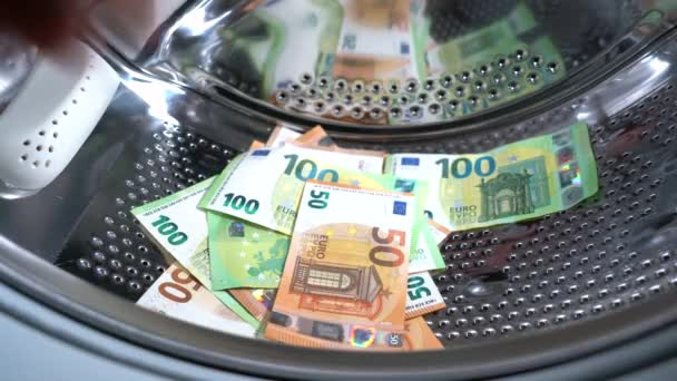Lavagem Ilegal Dinheiro Corrupção Recheio Contas Lavadora Dinheiro Negro Lavagem — Vídeo de Stock