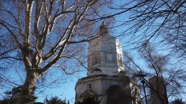 Uitzicht Oude Kerk Stad — Stockvideo