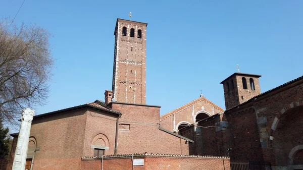 Evropa Itálie Milán Březen 2022 Kostel Sant Ambrogio Centru Města — Stock fotografie