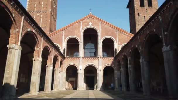 Europe Italie Milan Mars 2022 Eglise Sant Ambrogio Centre Ville — Video