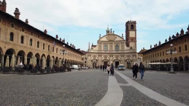 Avrupa Talya Vigevano Lombardy Mart 2022 Vigevano Piazza Ducale Vigevano — Stok video