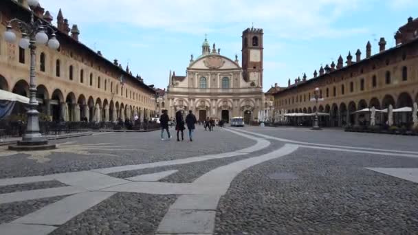 Evropa Itálie Vigevano Lombardie Březen 2022 Piazza Ducale Vigevano Velké — Stock video