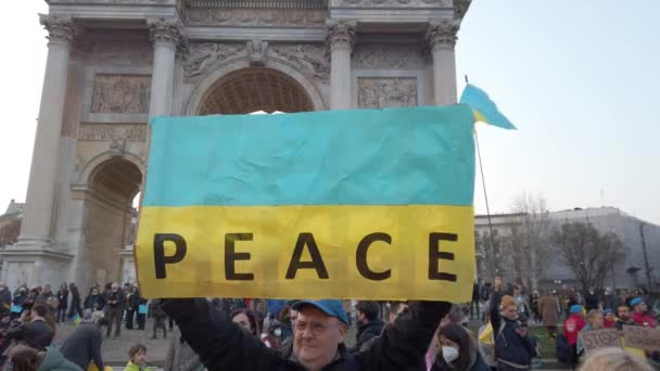 Europe Italie Milan Mars 2022 Manifestation Contre Guerre Entre Ukraine — Video