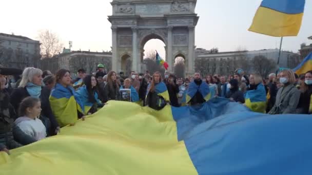 Europe Italie Milan Mars 2022 Manifestation Contre Guerre Entre Ukraine — Video