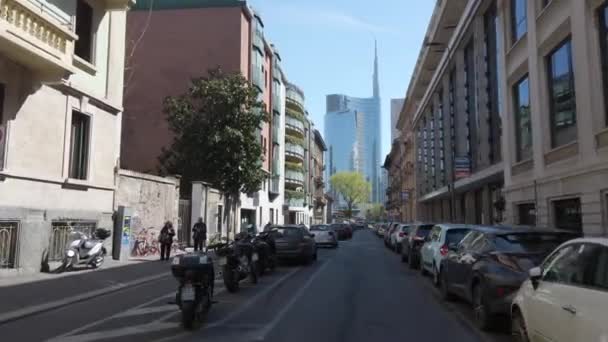 Italy Milan April 2022 Citylife District Shopping Area New Green — Stock Video