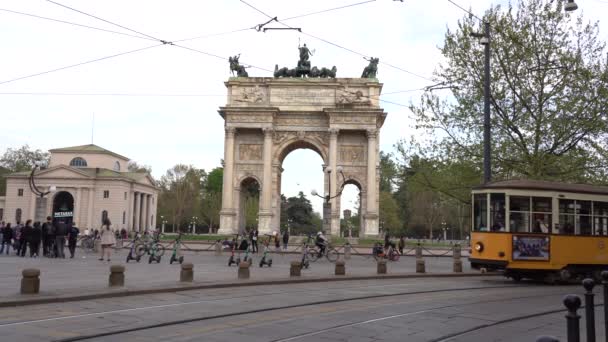 Европа Италия Милан Апрель 2022 Арка Мира Arco Della Pace — стоковое видео