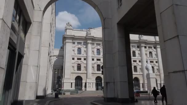 Europe Italy Milan April 2022 Borsa Piazza Affari Downtown City — Vídeo de Stock