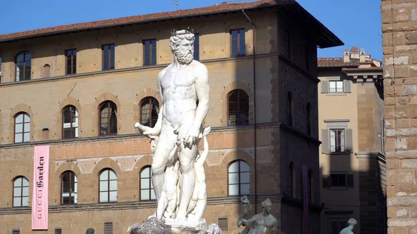 Europe Italy Florence 2022 Neptune Nettuno Mable Fountain Statue Uffizi — стоковое фото