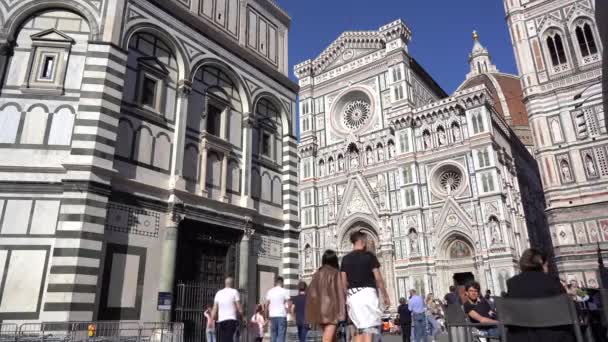 Europa Italien Florens 2022 Santa Maria Fiore Cathedral Nära Piazza — Stockvideo