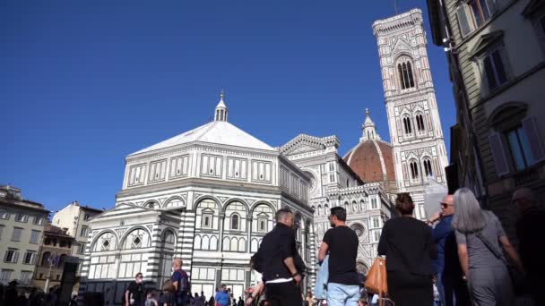 Europa Italien Florens 2022 Santa Maria Fiore Cathedral Nära Piazza — Stockvideo