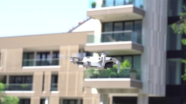 Use Drone Surveys Measurements Create Virtual Reality Model Building Drone — Vídeos de Stock