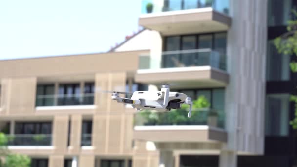 Use Drone Surveys Measurements Create Virtual Reality Model Building Drone — Vídeo de Stock