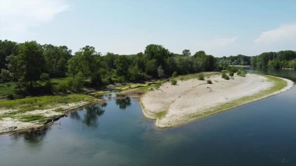 Italy Pavia Drone View Ticino River Little Water Drought Spring — Vídeo de stock