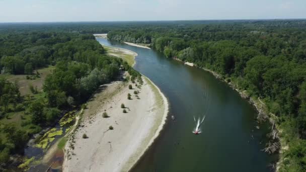 Italy Pavia Drone View Ticino River Little Water Drought Spring — Vídeos de Stock