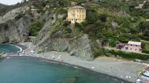 Italia Liguria Drone Veduta Aerea Levanto Bonassola Pista Ciclabile Framura — Video Stock