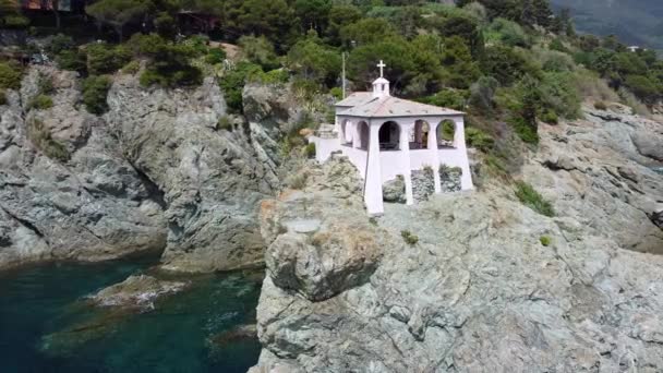 Europa Italien Ligurien Bonassola Drohnen Luftaufnahmen Von Madonnina Della Punta — Stockvideo