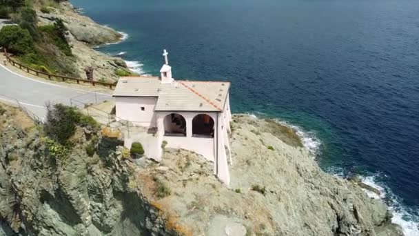 Europa Italien Ligurien Bonassola Drohnen Luftaufnahmen Von Madonnina Della Punta — Stockvideo