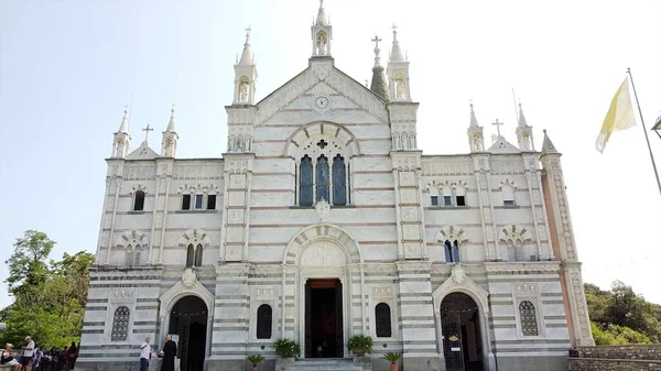 Italia Rapallo Liguria Drone Vista Aérea Del Santuario Iglesia Católica —  Fotos de Stock