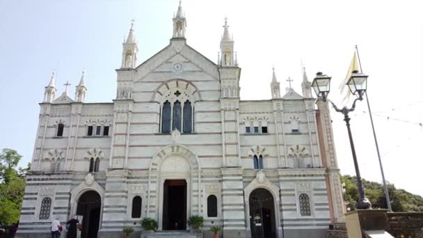 Italia Rapallo Liguria Drone Vista Aérea Del Santuario Iglesia Católica — Vídeos de Stock