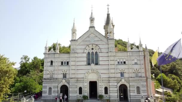 Ιταλία Rapallo Λιγουρία Drone Εναέρια Άποψη Της Καθολικής Εκκλησίας Ιερό — Αρχείο Βίντεο
