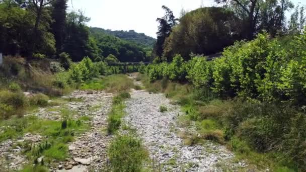 Piccolo Letto Fluviale Completamente Privo Acqua Verso Mare Siccità Aridità — Video Stock