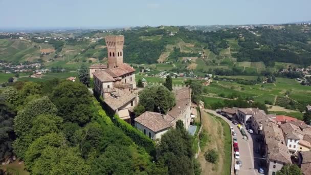 Europe Italy Pavia Broni Castle Cigognola Vineyards Oltrepo Pavese Area — Stock Video