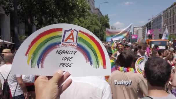 Europa Włochy Mediolan Lipiec 2022 Nagranie Dumy Gejów Lesbijek Marsz — Wideo stockowe
