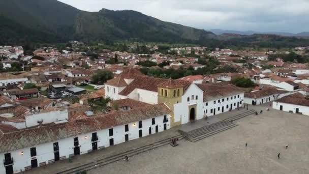 Drone Aerial Footage Villa Leyva City Colombia South America City — Stock Video