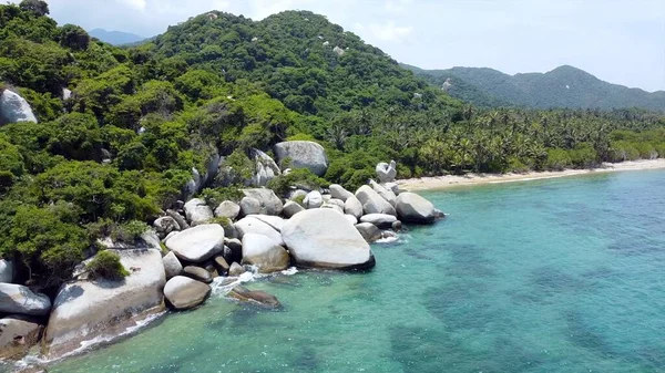 Santa Marta Colombia Tayrona Natural Park Καραϊβική Θάλασσα Ωκεανός Drone — Φωτογραφία Αρχείου