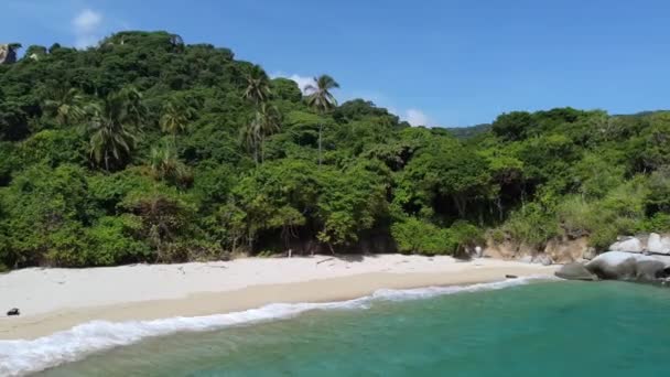 Santa Marta Colômbia Parque Natural Tayrona Oceano Marinho Caribenho Vista — Vídeo de Stock