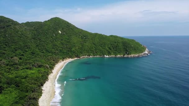 Santa Marta Colômbia Parque Natural Tayrona Oceano Marinho Caribenho Vista — Vídeo de Stock