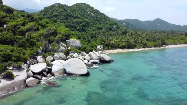 Santa Marta Colômbia Parque Natural Tayrona Oceano Marinho Caribenho Vista — Vídeo de Stock