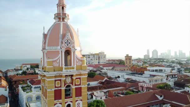 Colômbia Cartagena Índias Patrimônio Mundial Unesco Vista Aérea Centro Cidade — Vídeo de Stock