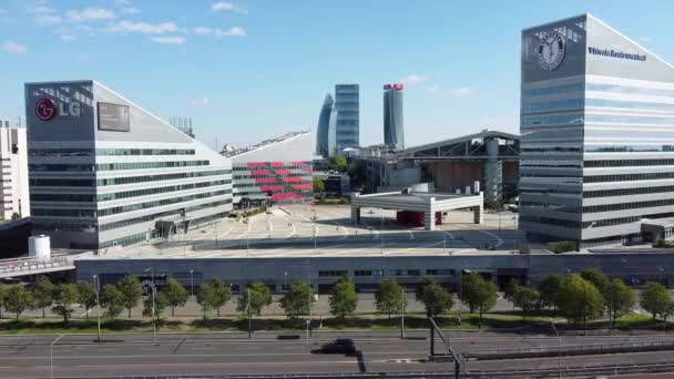 Europe Italy Milan 2022 Drone Air Shot New Skyline Center — стокове відео