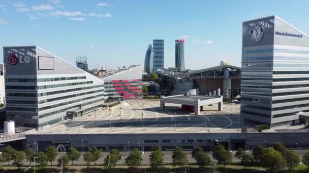 Europa Italien Mailand 2022 Drohnenaufnahme Der Neuen Skyline Der Innenstadt — Stockvideo