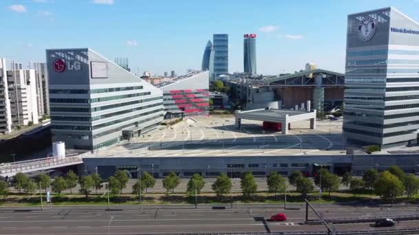 Europa Italien Milano 2022 Drone Antenn Skott Den Nya Skyline — Stockvideo