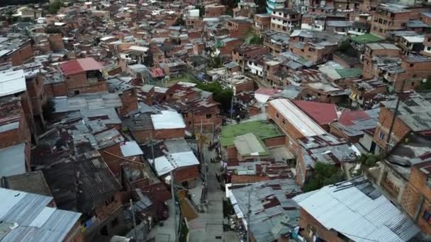 Medellin Colombie Drone Vue Aérienne Des Bidonvilles Comuna Autrefois Des — Video