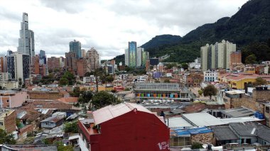  Bogota, Kolombiya şehir merkezindeki tarihi sömürge tarzının insansız hava görüntüsü.