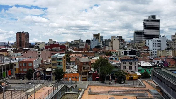 Drone Luchtfoto Van Historische Koloniale Stijl Centrum Van Bogota Colombië — Stockfoto