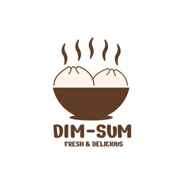 Çin mantısı logosu. Çin yemeği buğulama. Menüler, restoranlar ve ambalaj markaları için logo şablonları.