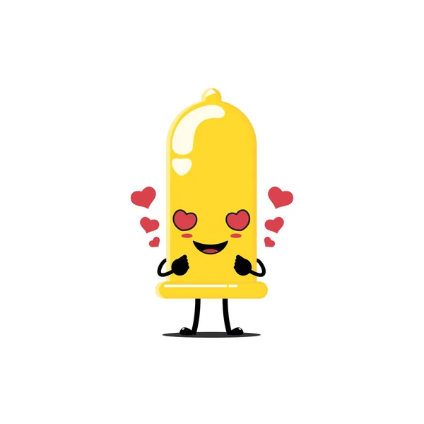 Χαριτωμένο Κίτρινο Χαρακτήρα Προφυλακτικό Χαρούμενη Έκφραση — Διανυσματικό Αρχείο